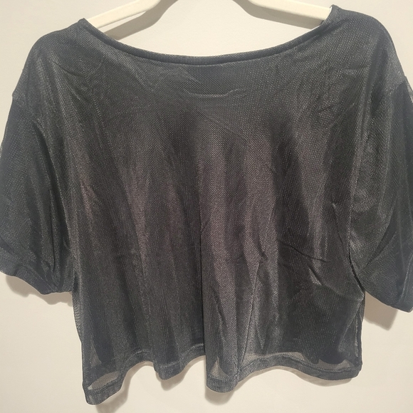 NWT Nike Air Women's Sportswear workout Mesh Crop Top Black White Size 2X - Picture 9 of 9